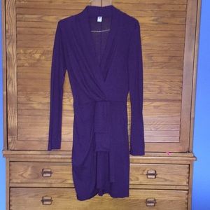 Purple long sleeve v-neck dress.